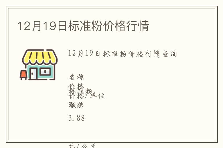 12月19日標準粉價格行情