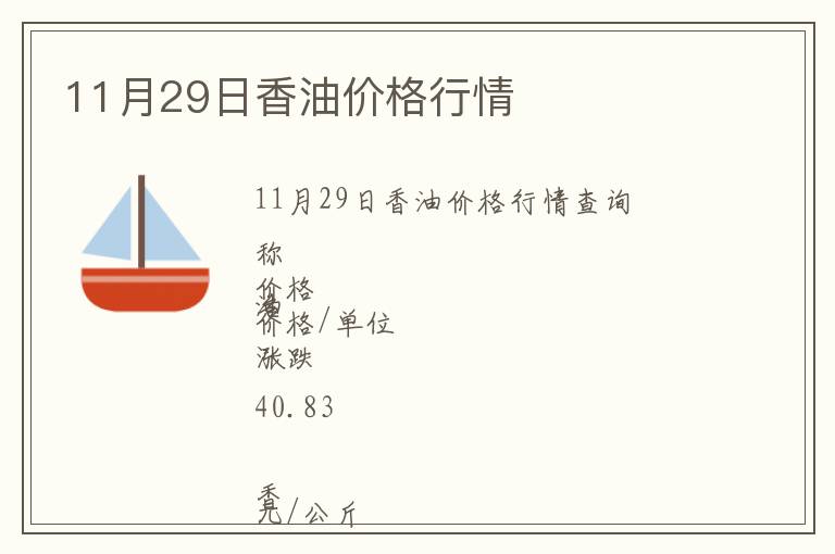 11月29日香油價(jià)格行情