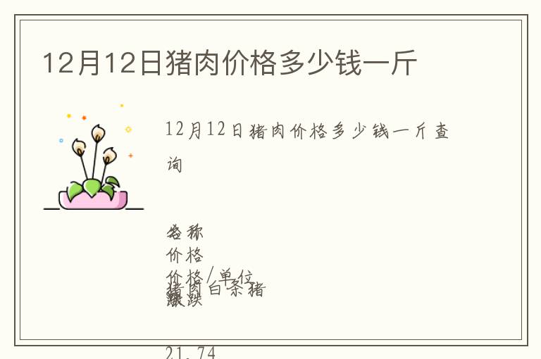 12月12日豬肉價(jià)格多少錢一斤