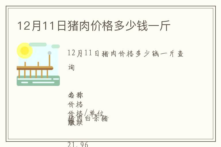 12月11日豬肉價(jià)格多少錢一斤
