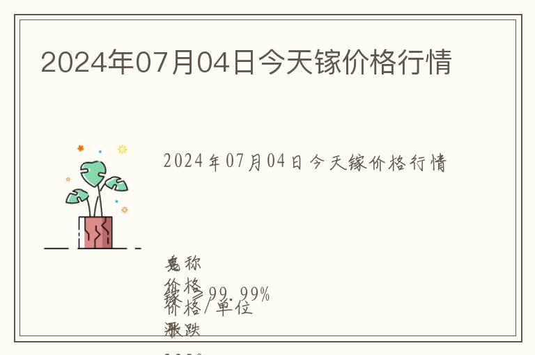 2024年07月04日今天鎵價(jià)格行情