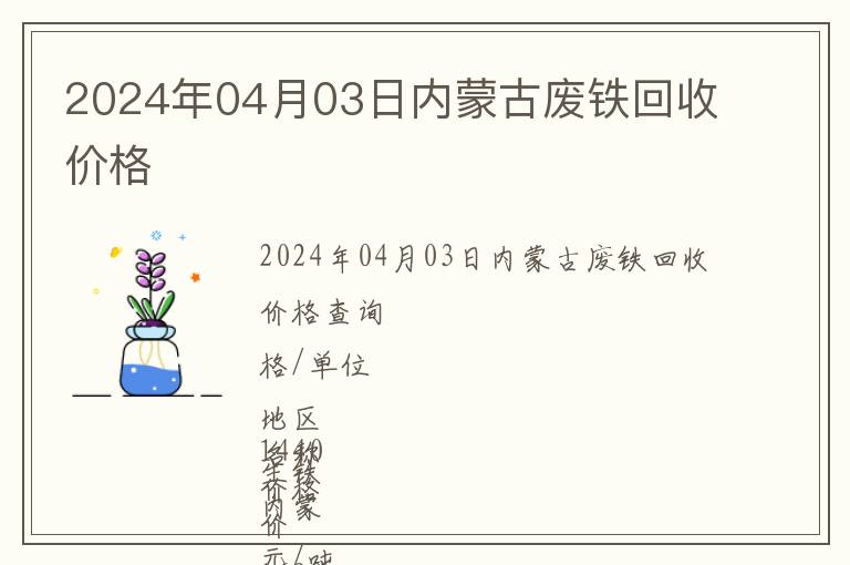 2024年04月03日內(nèi)蒙古廢鐵回收價格