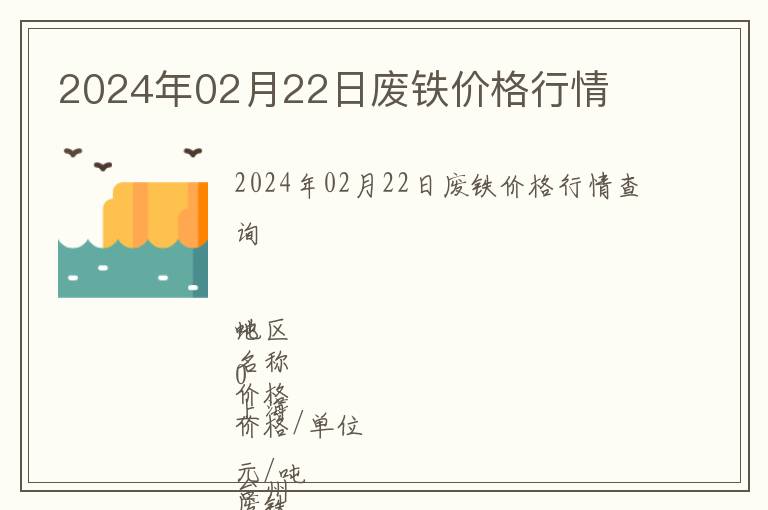 2024年02月22日廢鐵價格行情