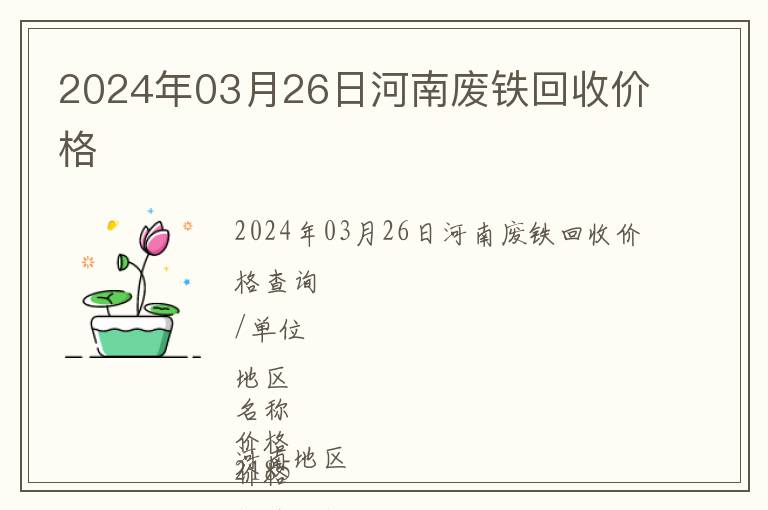 2024年03月26日河南廢鐵回收價格