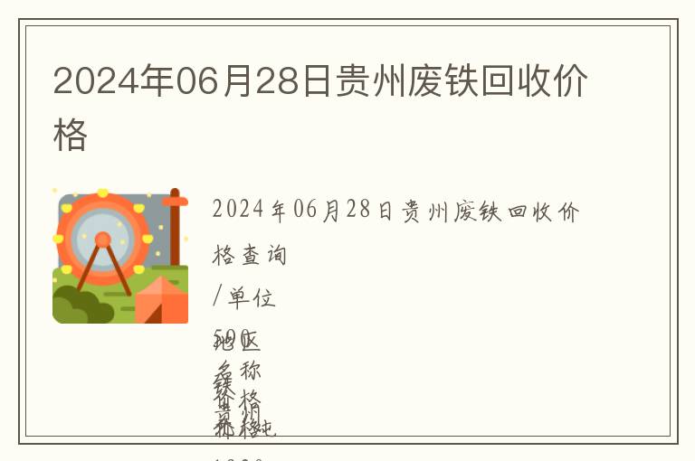 2024年06月28日貴州廢鐵回收價格