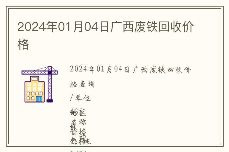 2024年01月04日廣西廢鐵回收價(jià)格