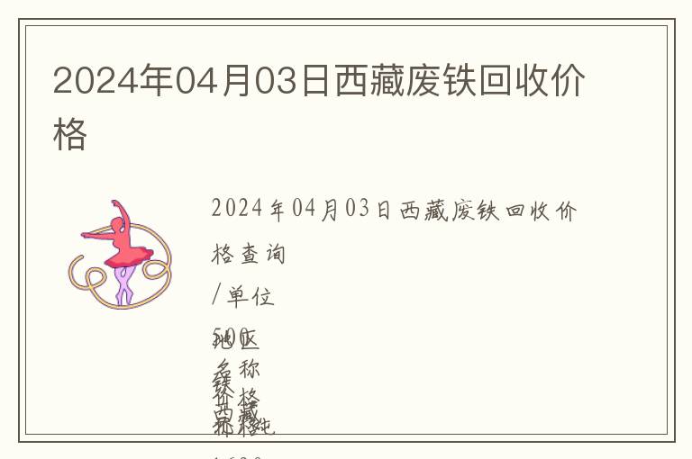 2024年04月03日西藏廢鐵回收價格