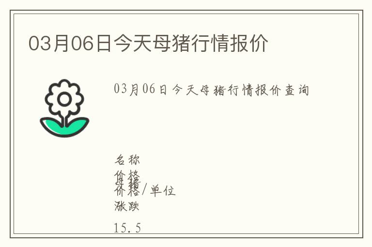 03月06日今天母豬行情報價