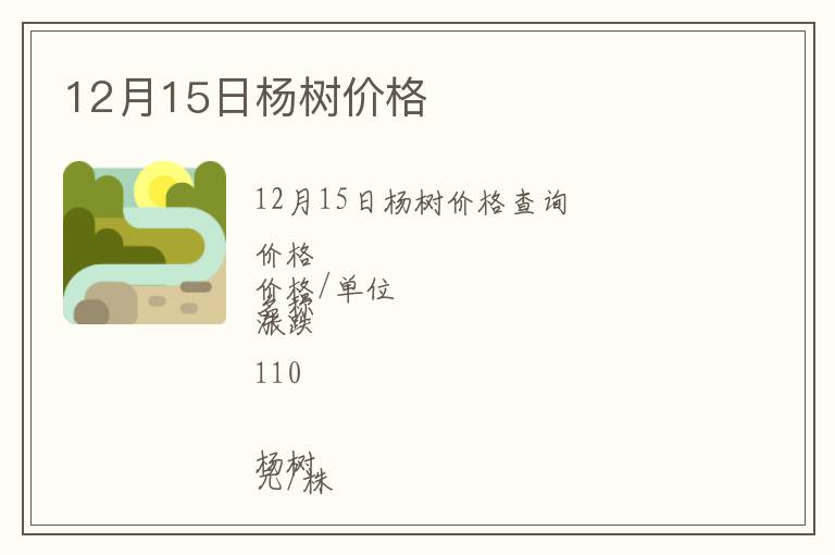 12月15日楊樹(shù)價(jià)格