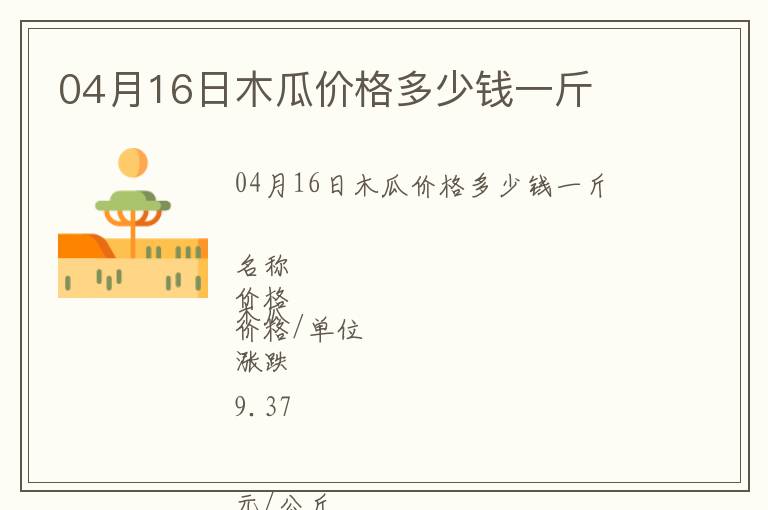 04月16日木瓜價(jià)格多少錢(qián)一斤