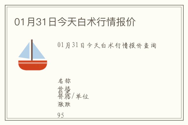 01月31日今天白術(shù)行情報價