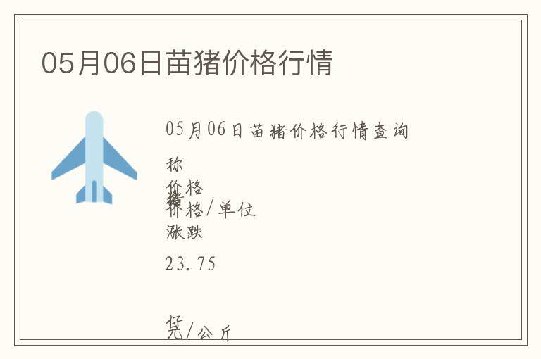 05月06日苗豬價(jià)格行情