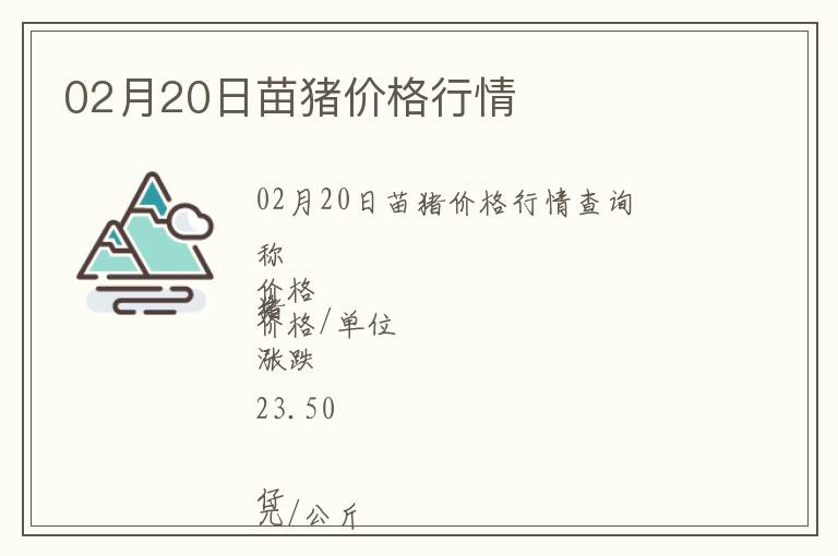 02月20日苗豬價格行情