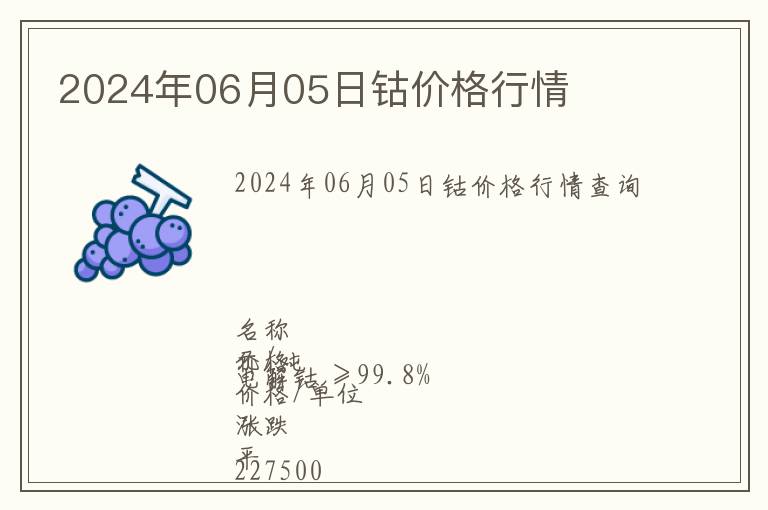 2024年06月05日鈷價(jià)格行情
