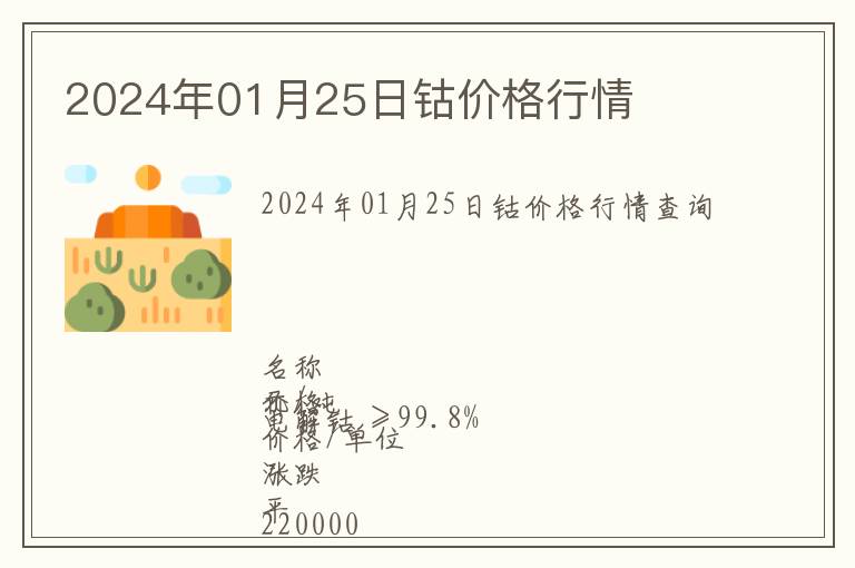 2024年01月25日鈷價格行情